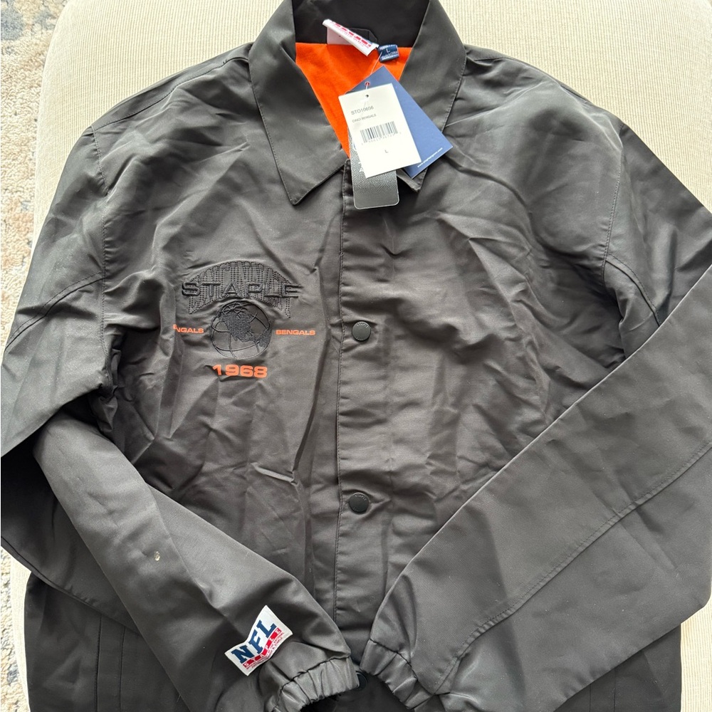 Staple Men's Black and Orange Bomber Jacket